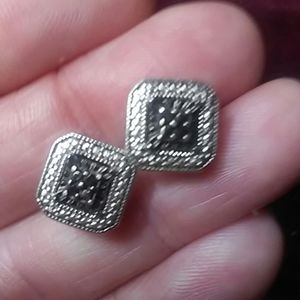 Sterling Silver Black Diamond Stud Earrings